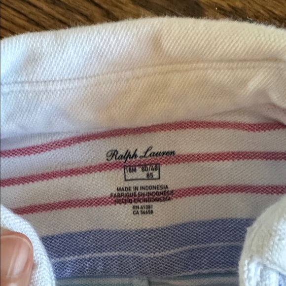 Ralph Lauren White and Blue Striped Baby Romper - Picture 3 of 3